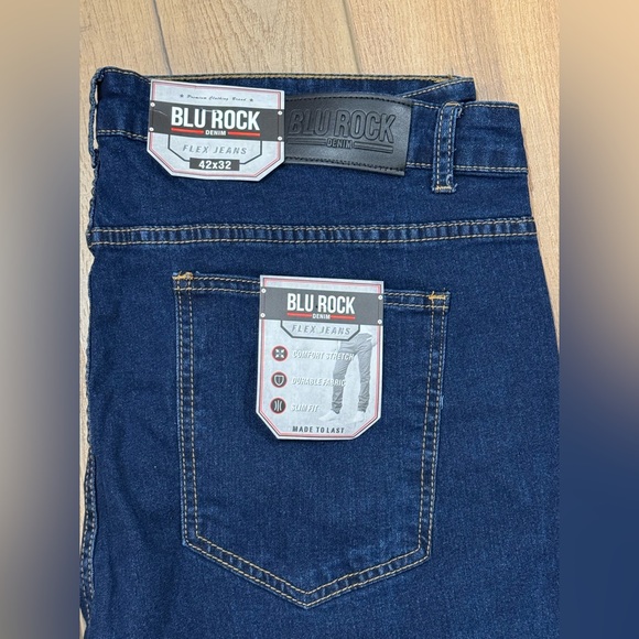 New Men’s Denim Jeans 42 x 32 NWT Blu Rock - Picture 3 of 3